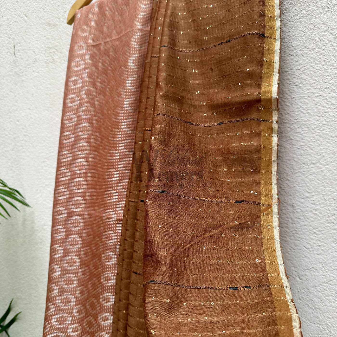 Leather Brown Cotton Viscose Saree