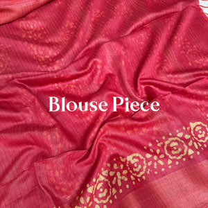 Lollipop Red Batik Cotton Silk Saree