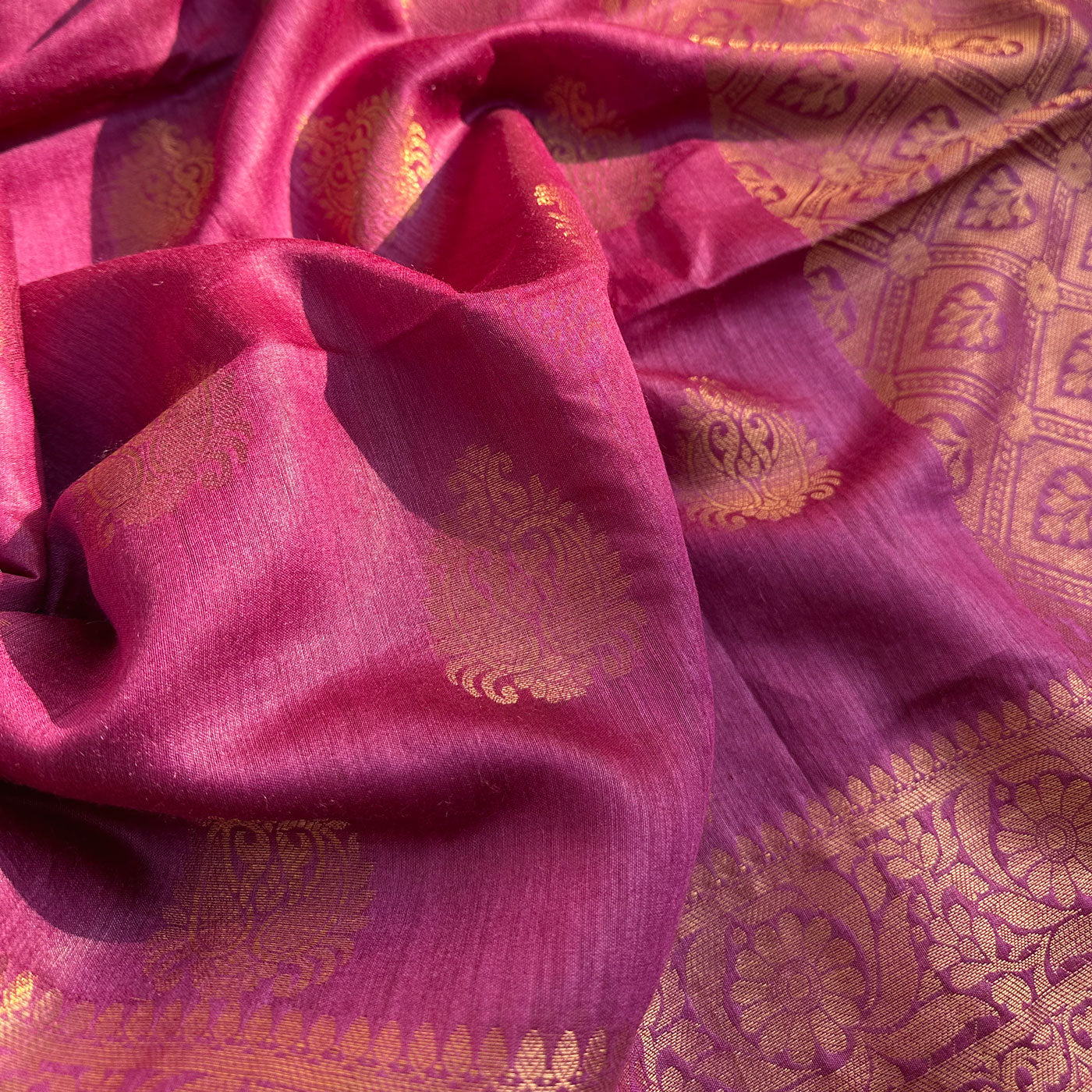 Majestic Magenta Pure Tussar Silk Saree