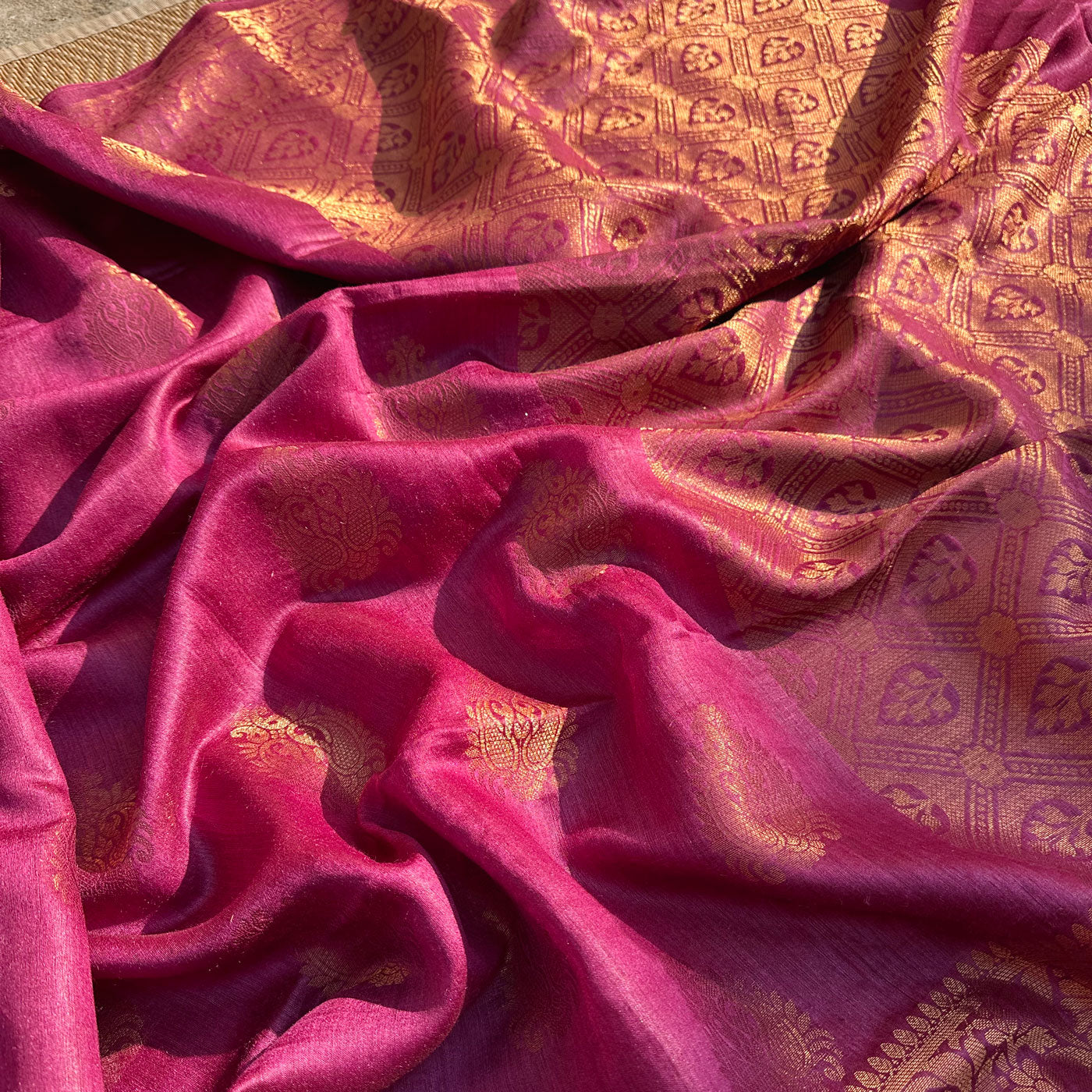 Majestic Magenta Pure Tussar Silk Saree