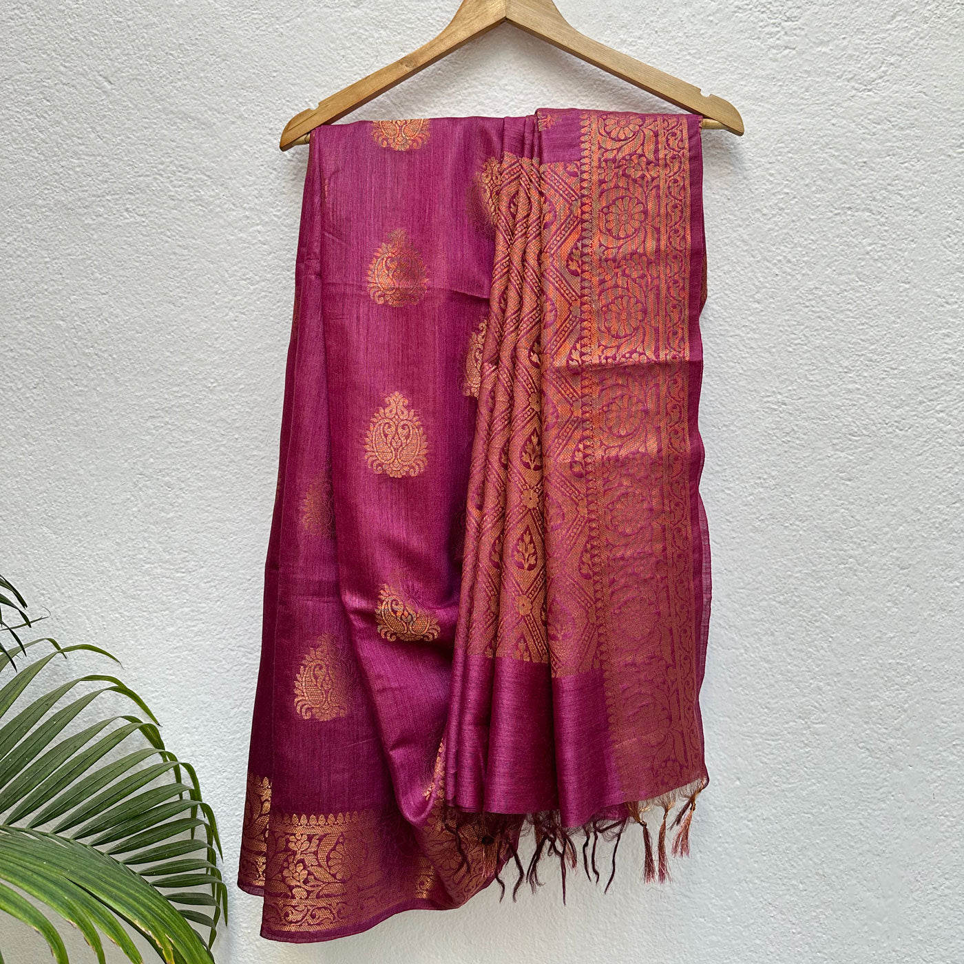 Majestic Magenta Pure Tussar Silk Saree