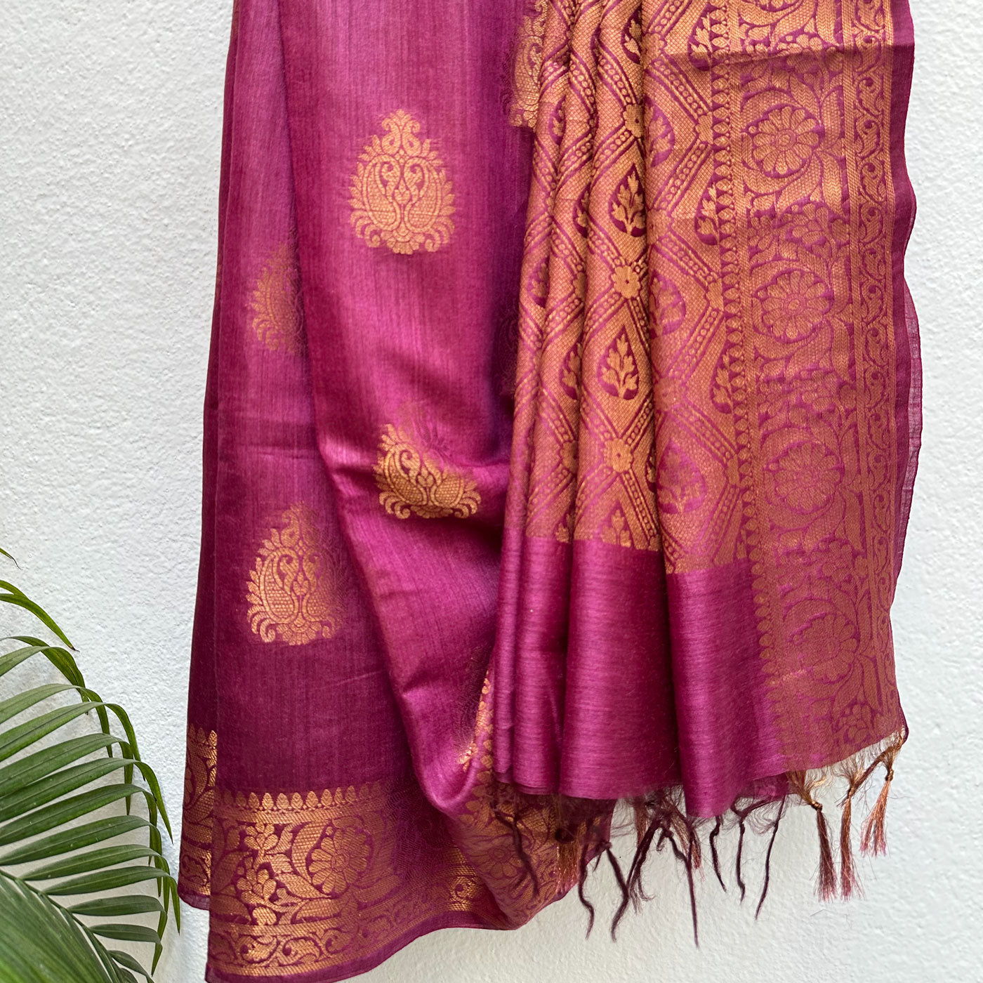 Majestic Magenta Pure Tussar Silk Saree