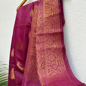 Majestic Magenta Pure Tussar Silk Saree