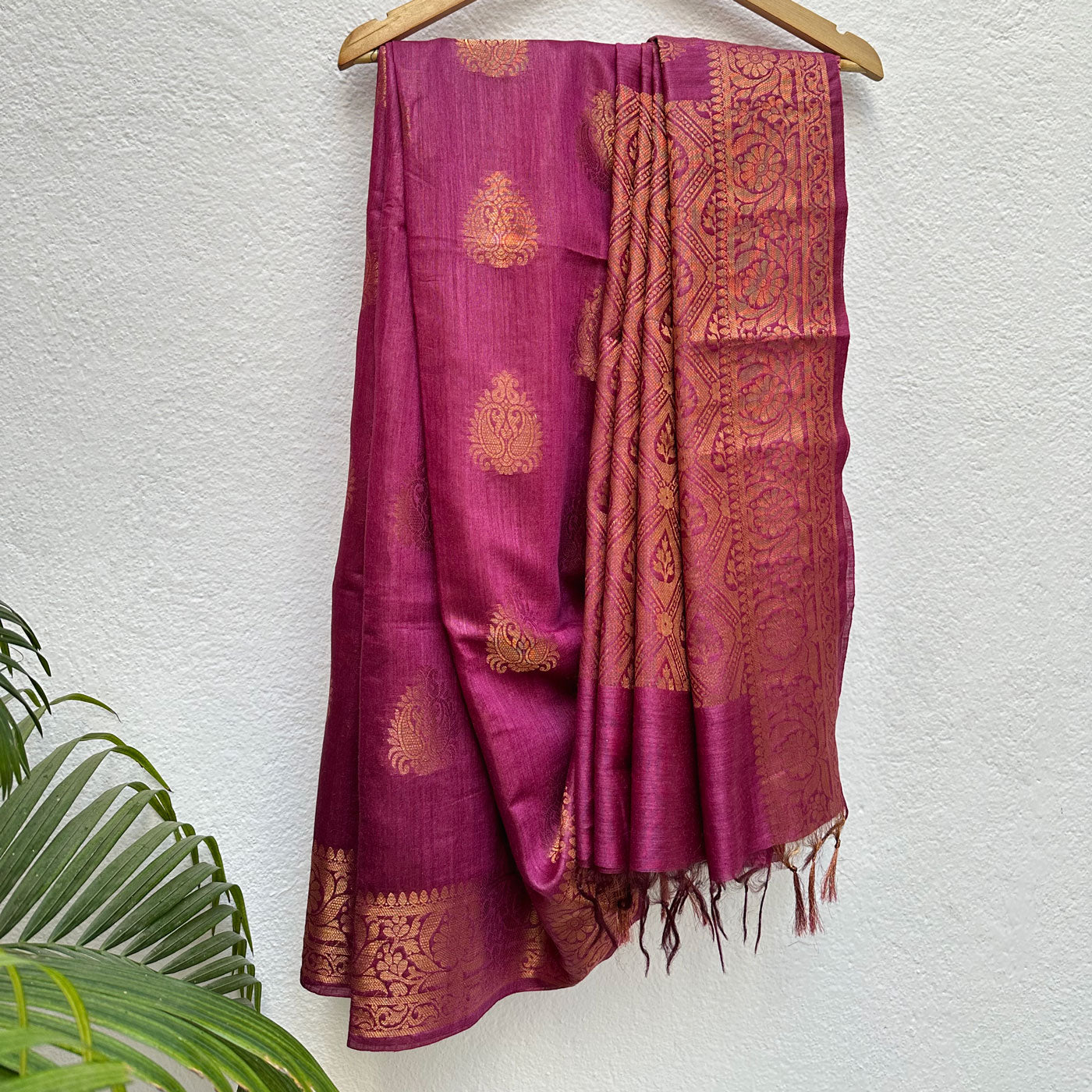 Majestic Magenta Pure Tussar Silk Saree