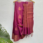 Load image into Gallery viewer, Majestic Magenta Pure Tussar Silk Saree
