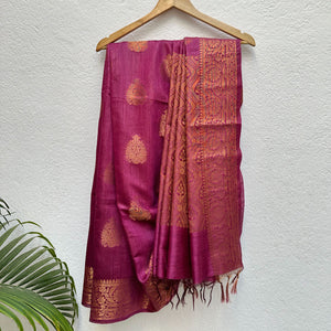 Majestic Magenta Pure Tussar Silk Saree