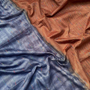 Medieval Blue Shibori Cotton Viscose Saree