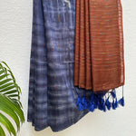 Load image into Gallery viewer, Medieval Blue Shibori Cotton Viscose Saree
