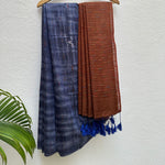 Load image into Gallery viewer, Medieval Blue Shibori Cotton Viscose Saree
