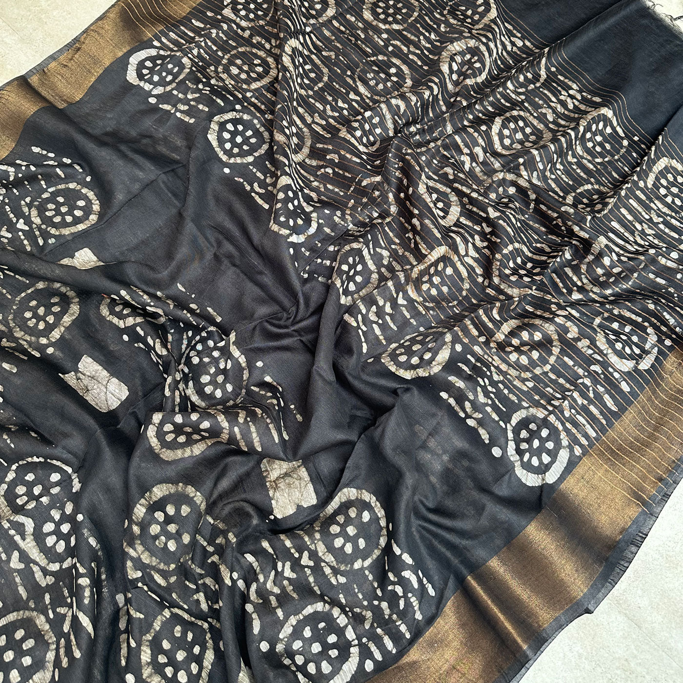 Midnight Batik Cotton Silk Saree