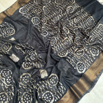 Load image into Gallery viewer, Midnight Batik Cotton Silk Saree
