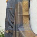 Load image into Gallery viewer, Midnight Cotton Bamboo Silk Saree
