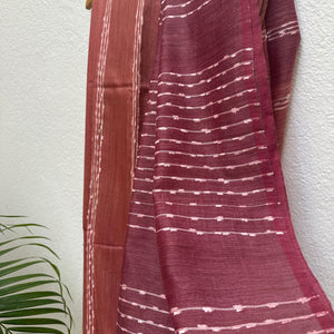 Mineral Red Cotton Bamboo Silk Saree