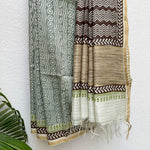 Load image into Gallery viewer, Nalini Handblock Printed Silk Linen Saree
