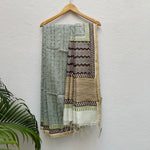 Load image into Gallery viewer, Nalini Handblock Printed Silk Linen Saree
