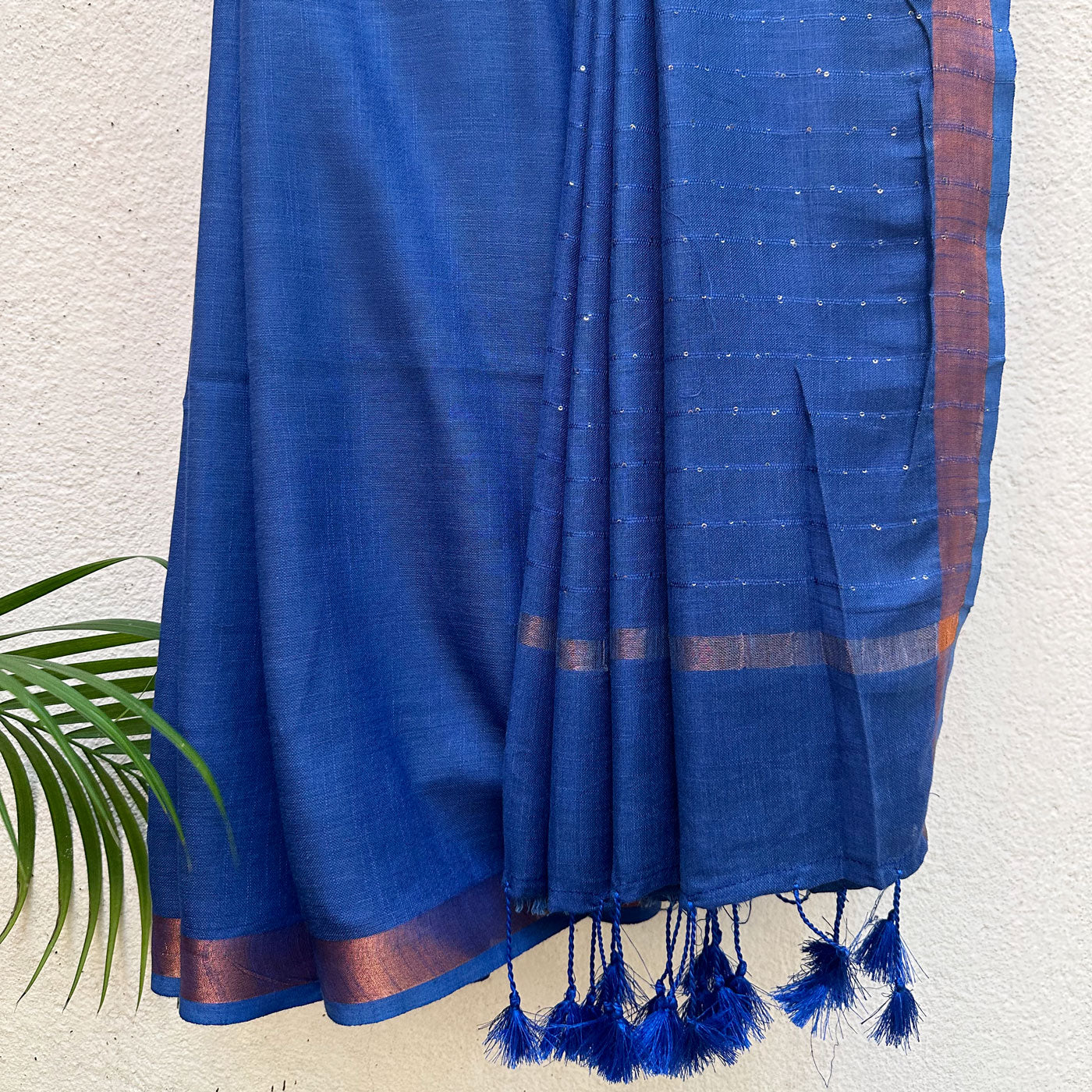 Neela Aasmaan Cotton Saree with Printed Blouse