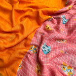 Load image into Gallery viewer, Nerdy Stylish Kitty Cotton Saree
