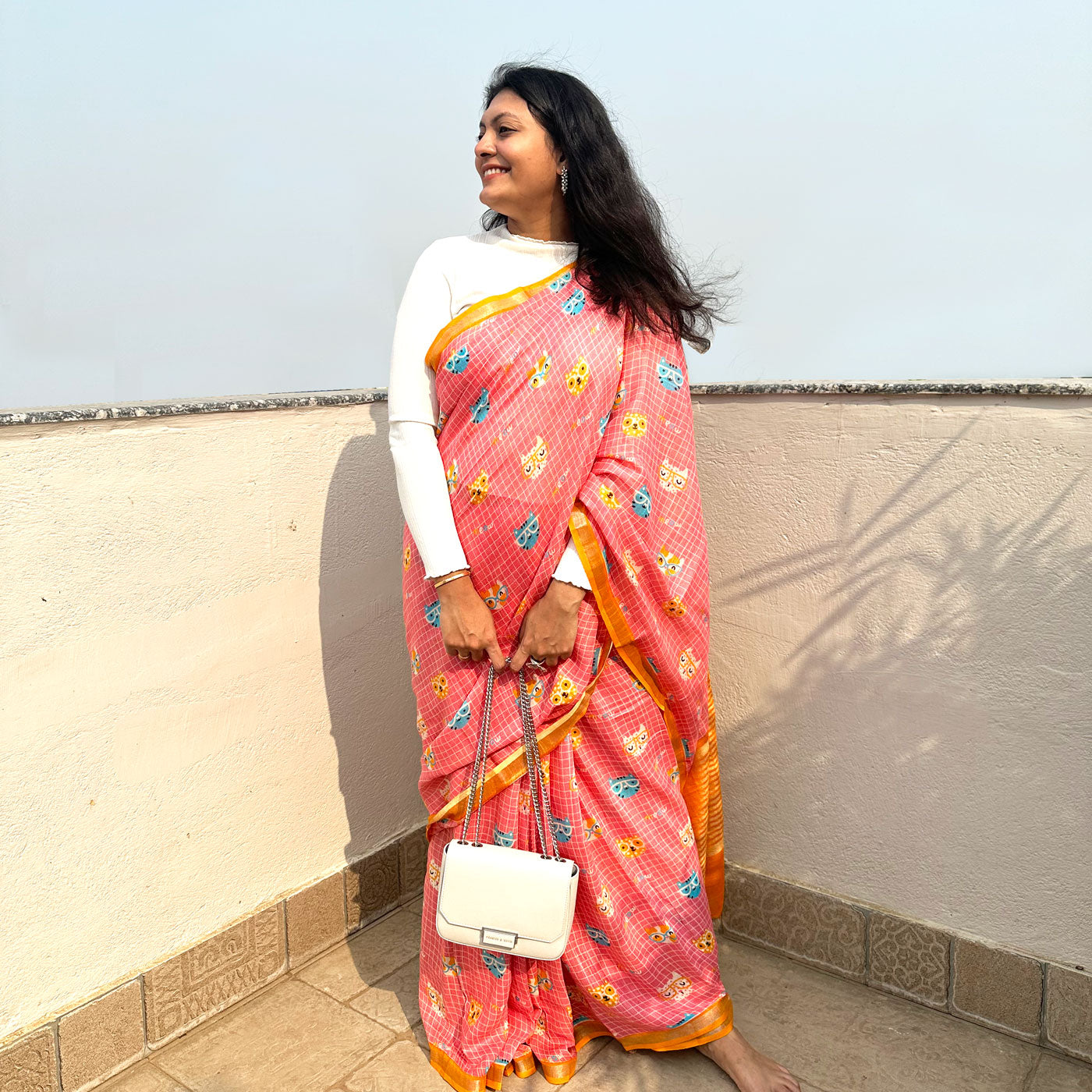 Nerdy Stylish Kitty Cotton Saree