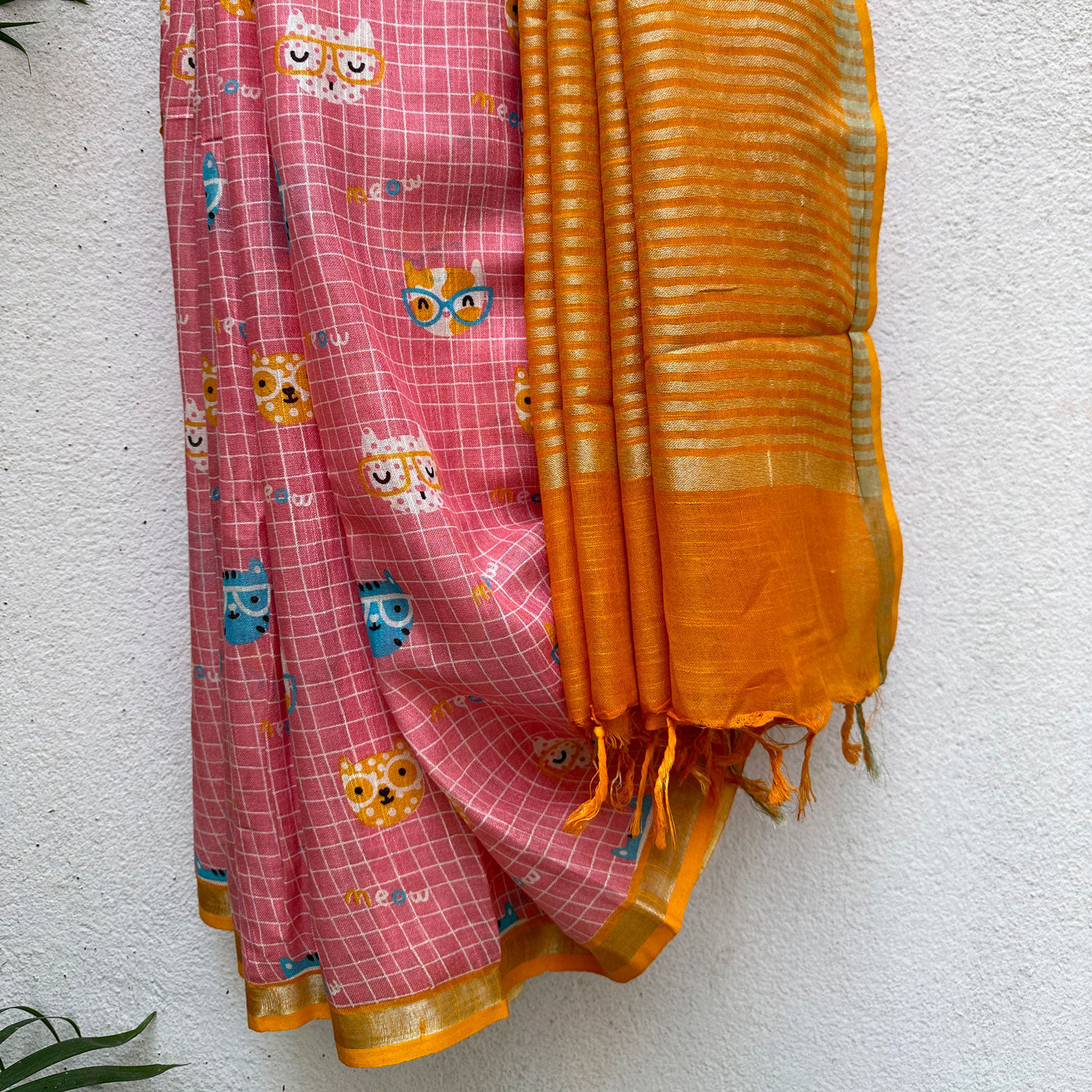 Nerdy Stylish Kitty Cotton Saree