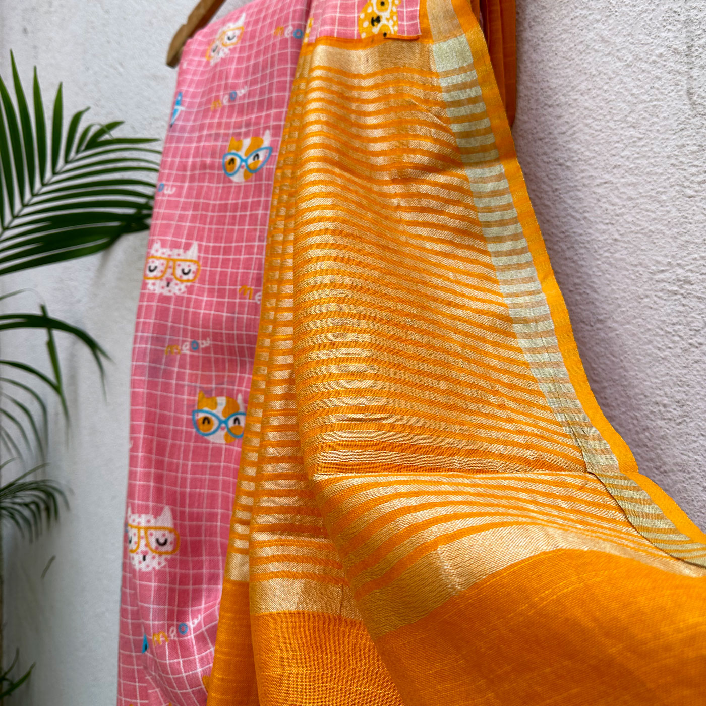 Nerdy Stylish Kitty Cotton Saree