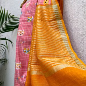 Nerdy Stylish Kitty Cotton Saree