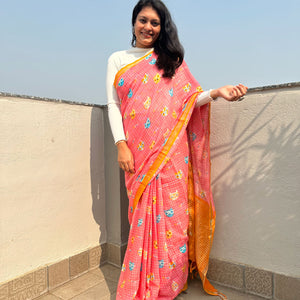 Nerdy Stylish Kitty Cotton Saree