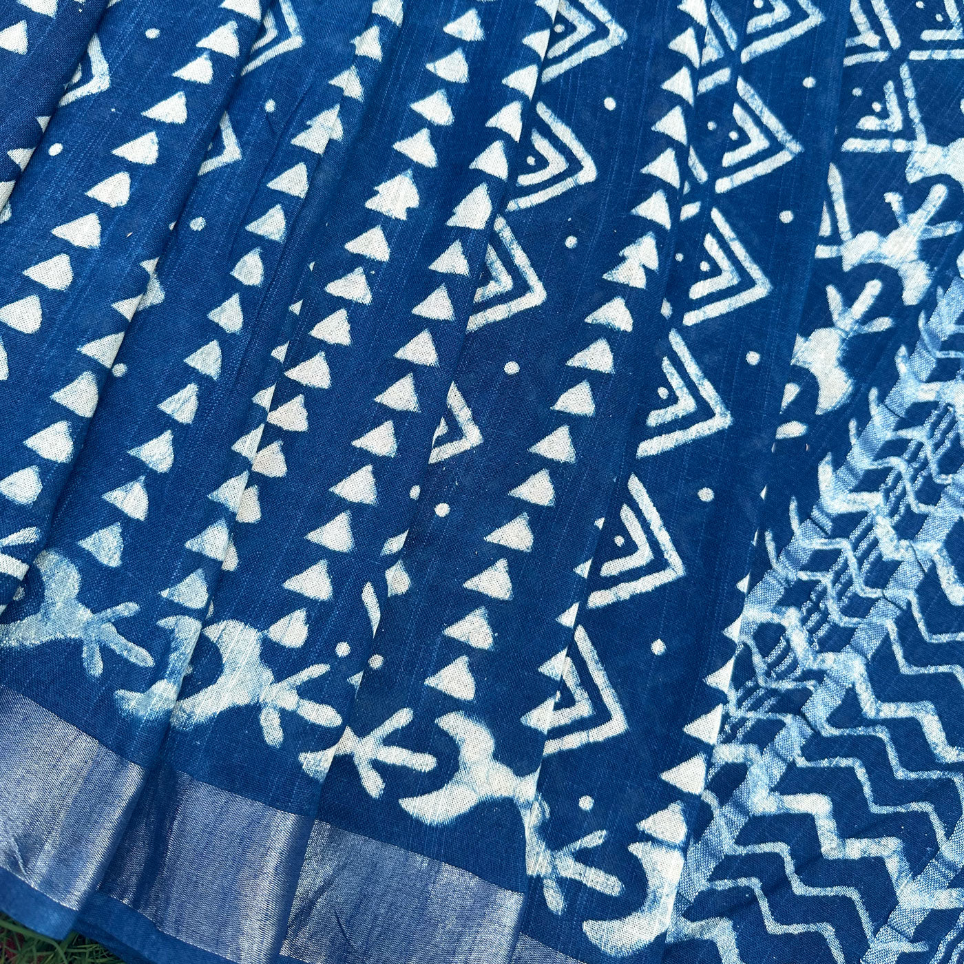 Shop Indigo Cotton Linen Saree l Hand Block I Dabu Prints – The Thread ...