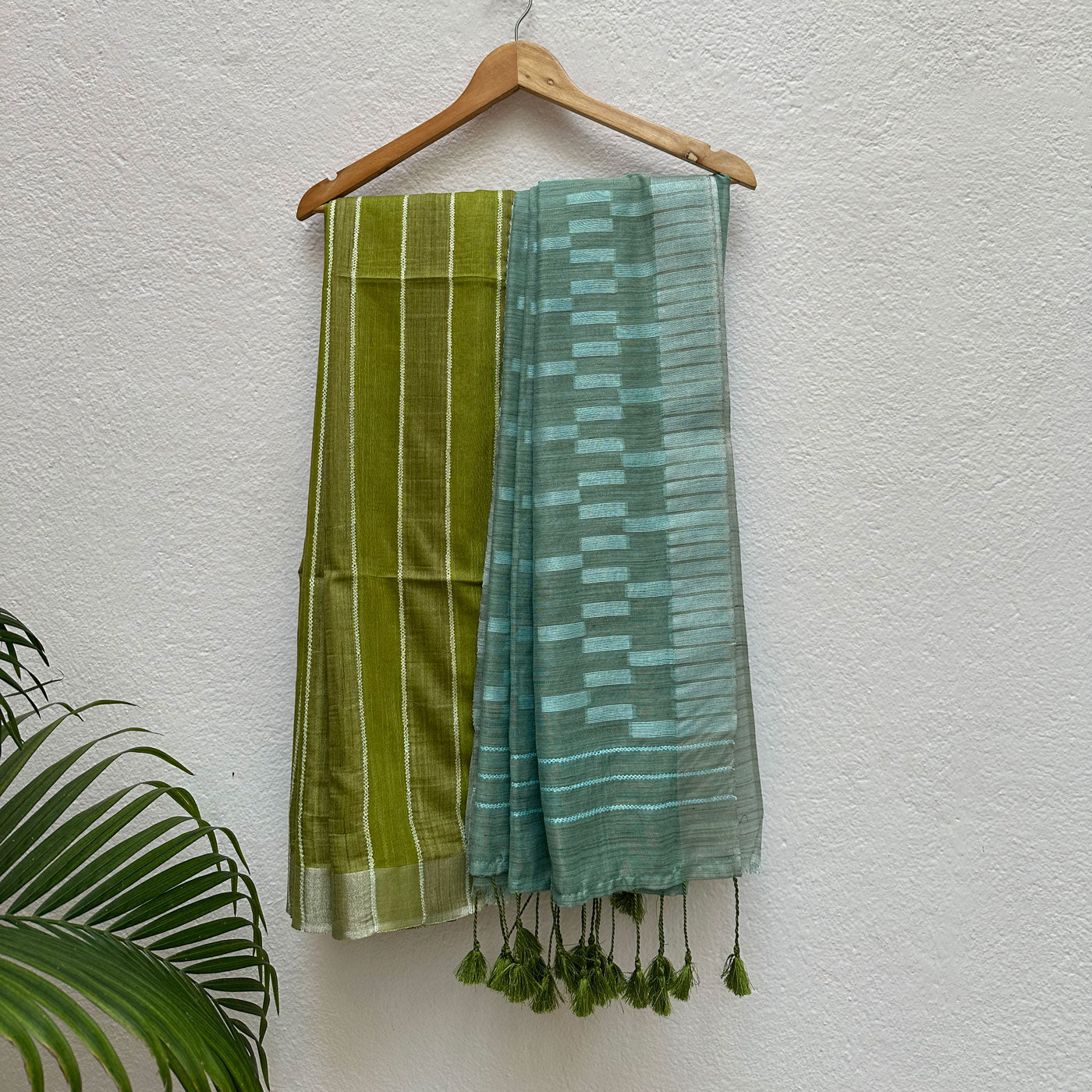 Opal Green Cotton Bamboo Silk Saree