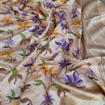 Load image into Gallery viewer, Peach Blossom Embroidered Desi Tussar Silk Saree
