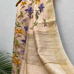 Load image into Gallery viewer, Peach Blossom Embroidered Desi Tussar Silk Saree
