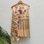 Load image into Gallery viewer, Peach Blossom Embroidered Desi Tussar Silk Saree
