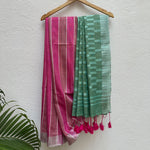 Load image into Gallery viewer, Pink Yarrow Cotton Bamboo Silk Saree
