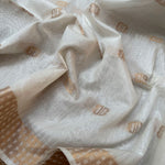 Load image into Gallery viewer, White and Gold cotton silk saree
