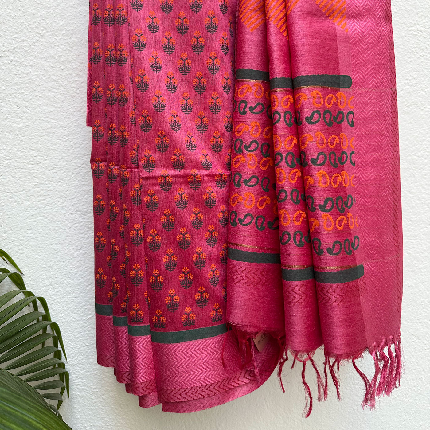 Preshti Handblock Printed Moonga Silk Saree