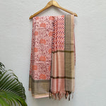 Load image into Gallery viewer, The China Rose Handblock Printed Moonga Silk Saree
