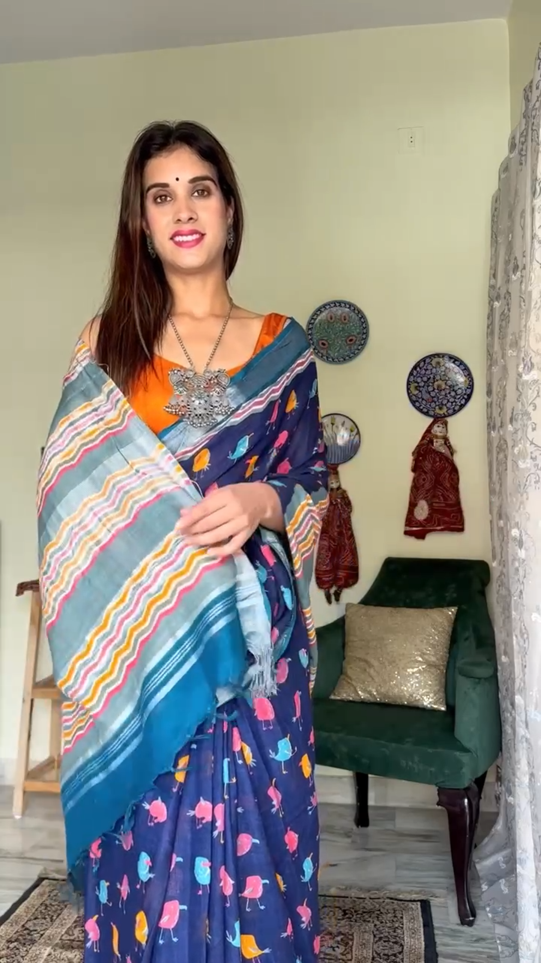 Scandi Bird Organic Linen Saree