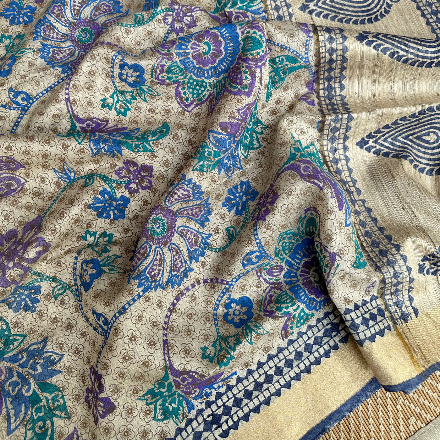 Urja Handblock Printed Moonga Silk Saree