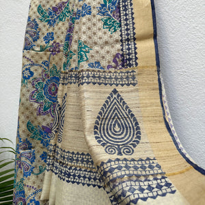 Urja Handblock Printed Moonga Silk Saree