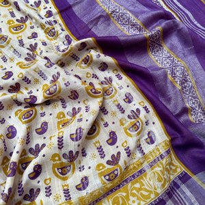 Vikings Printed Organic Linen Saree