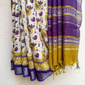 Vikings Printed Organic Linen Saree