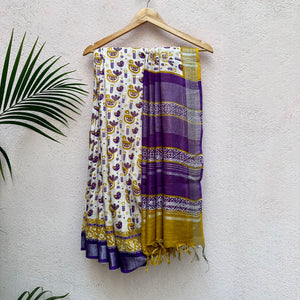 Vikings Printed Organic Linen Saree