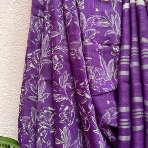 Violet Meadow Organic Linen Saree