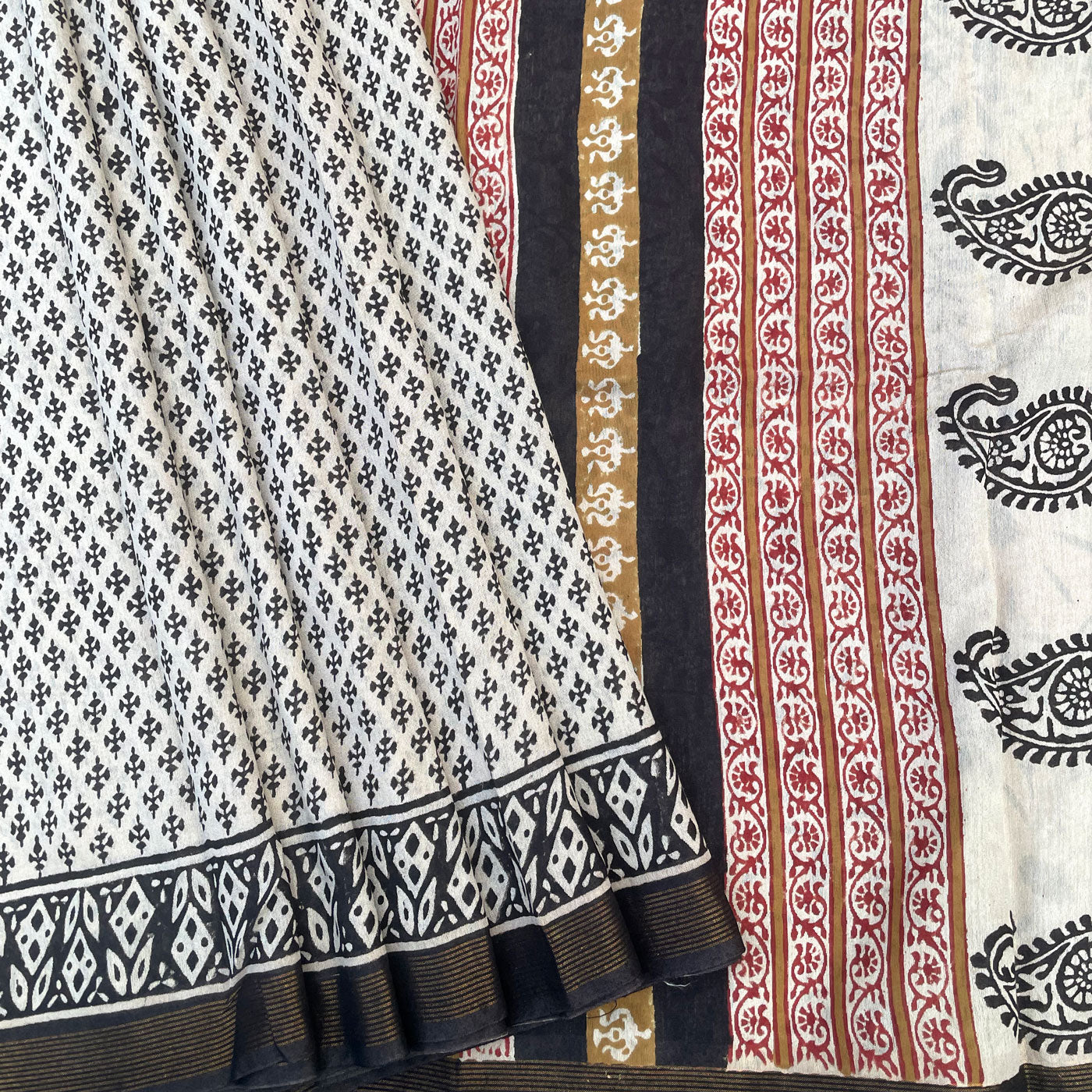 Buy authentic Ajrakh modal silk handblock printed saree online-AMOUNEE –  AMOUNEE - Handloom & Handicraft