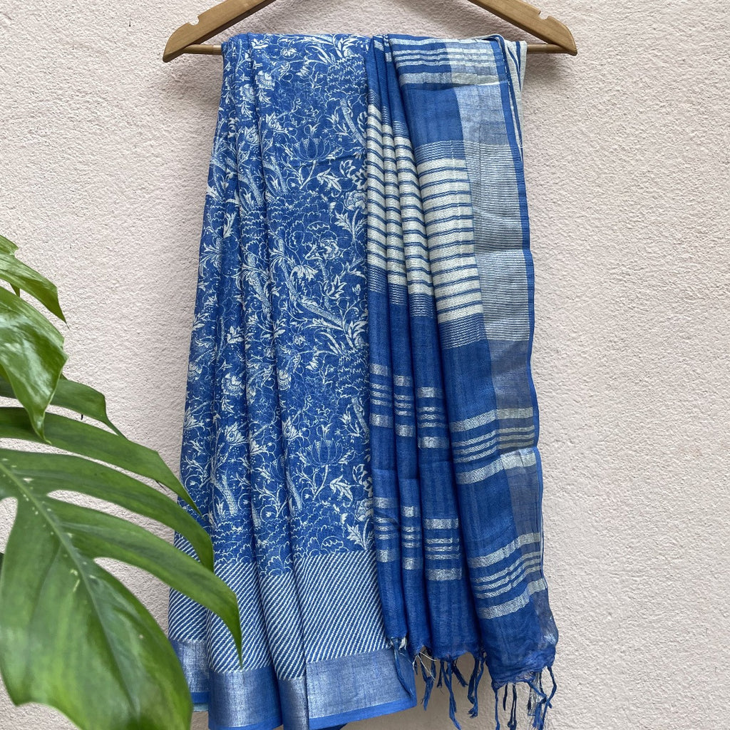 Organic Printed Linen Saree