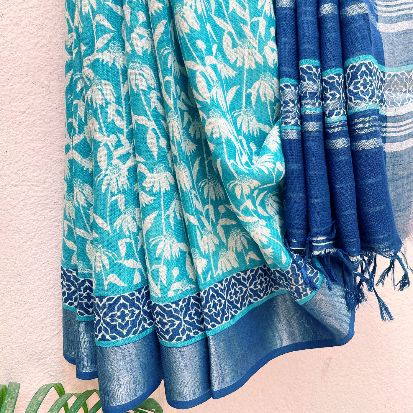 Bluebird Organic Linen Saree