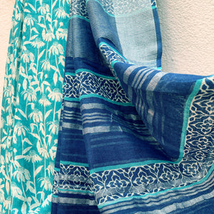 Bluebird Organic Linen Saree