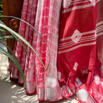 Load image into Gallery viewer, California Poppy Shibori Cotton Linen Saree
