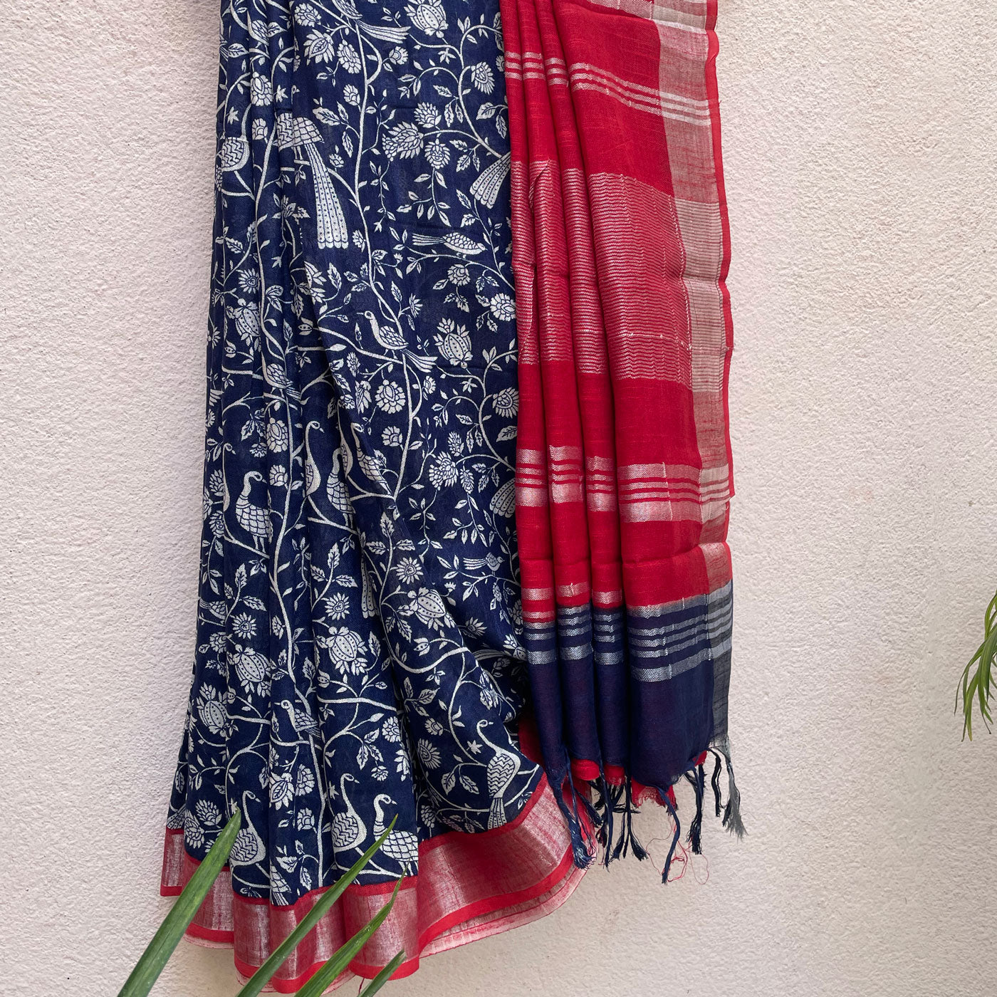 Dazzling Indigo Organic Linen Saree