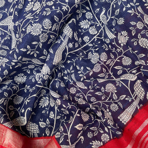 Dazzling Indigo Organic Linen Saree