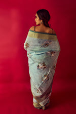 Load image into Gallery viewer, Evergreen Silk Linen Saree
